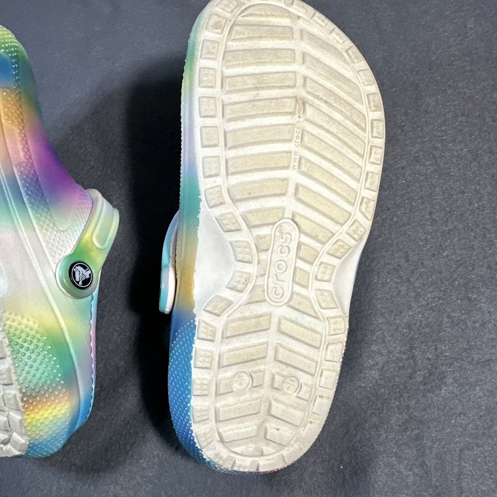 Crocs Classic Lined Clog M4 W6 Rainbow Ombre Fuzzy Cozy Slip On Shoes Multicolor - Picture 13 of 16